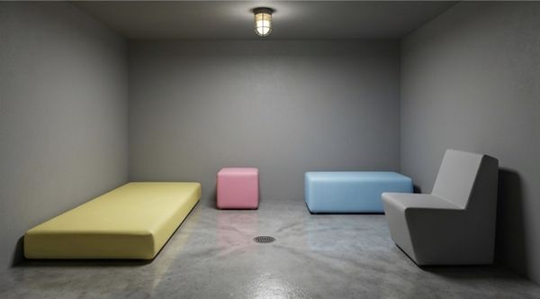Gele matras, roze kubus, blauwe bank en grijze loungestoel, allemaal gecoat – QMtex®, regio Lendelede